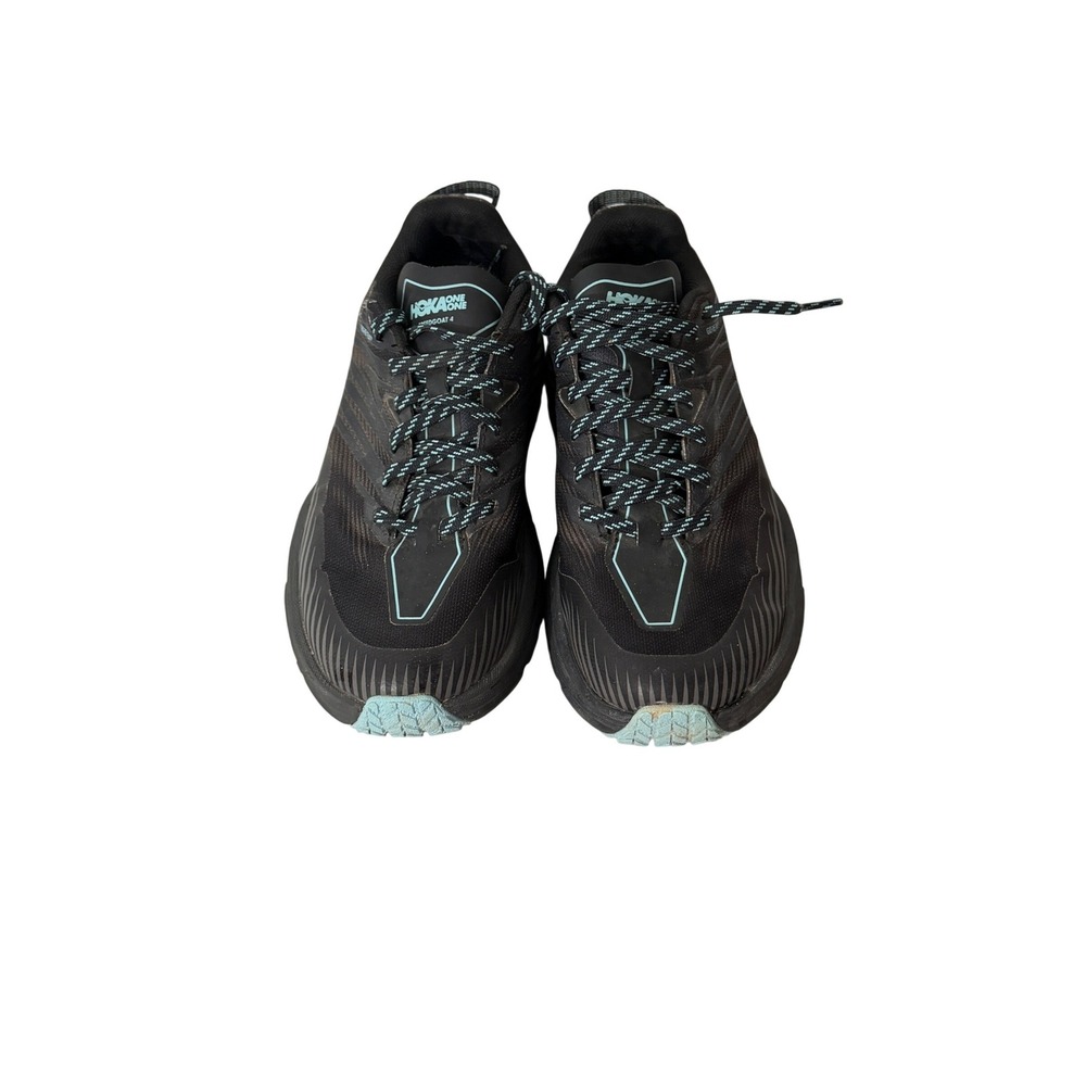Hoka One One Speedgoat 4 GTX Shoes Womens 7.5 Black Blue Trail Running Shoes - Picture 2 of 7